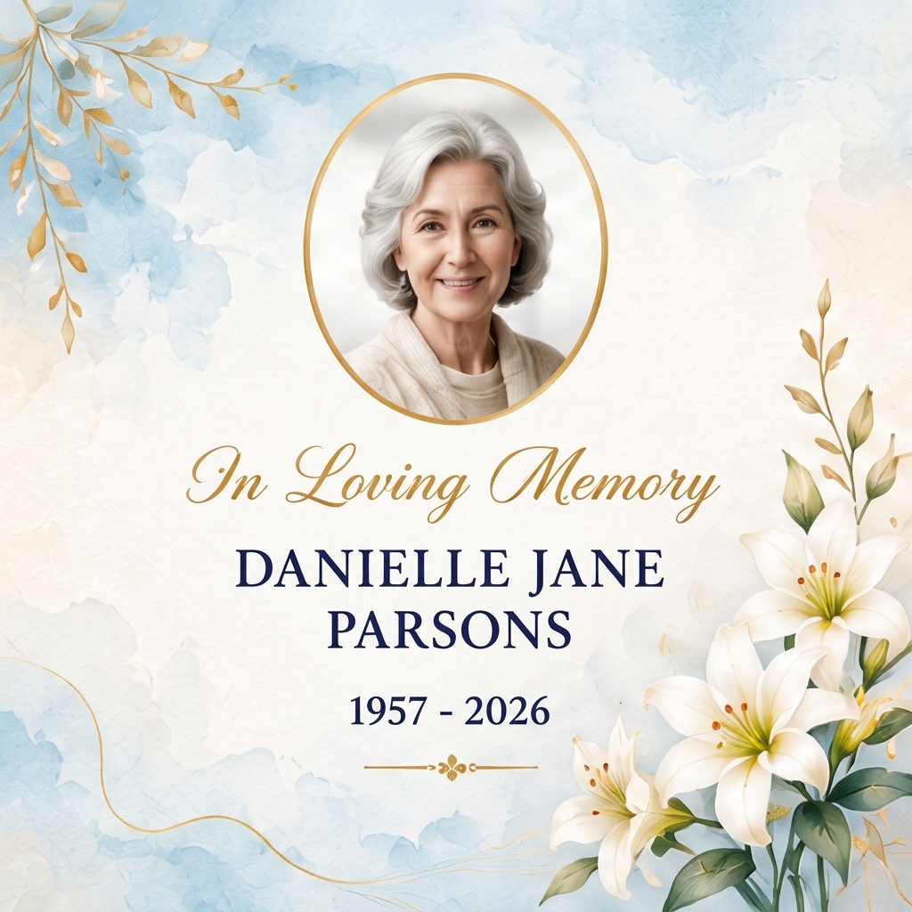 Danielle Jane Parsons Memorial Card Preview