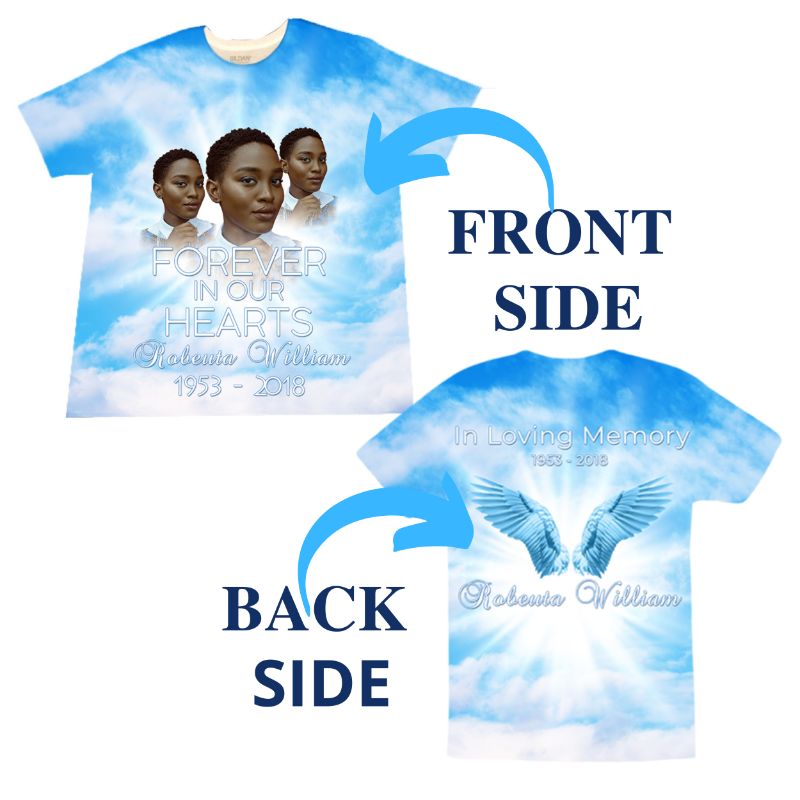 Print and All-in RIP T-shirt Customization, In loving Memory, Rest in Peace  T-shirt, Memorial T-shirt Obituary Store